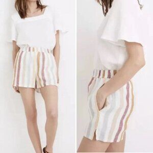Laude the Label Women's Linen Striped High Waist Shorts Size Small 51707